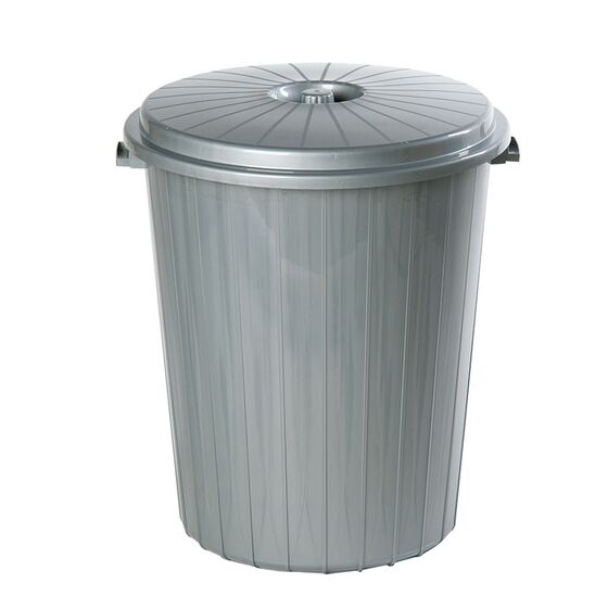 PLANET Kάδος Απορριμμάτων 90lt Ø53x61cm Πλαστικός με Καπάκι 2.3 Kg Κουζίνας-Επαγγελματικός Γκρι Μπεζ