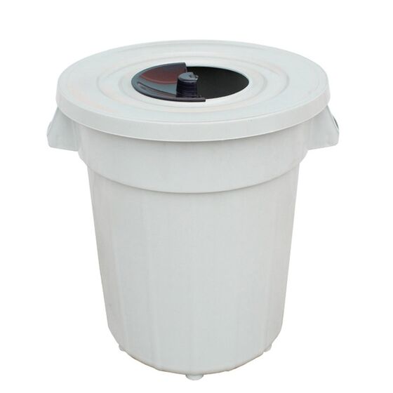 PLANET Κάδος Απορριμάτων 120lt Ø56x67cm Επαγγελματικός Πλαστικός με Καπάκι + Ημικυκλική Θυρίδα Απορριμάτων 3.75kg Γκρι