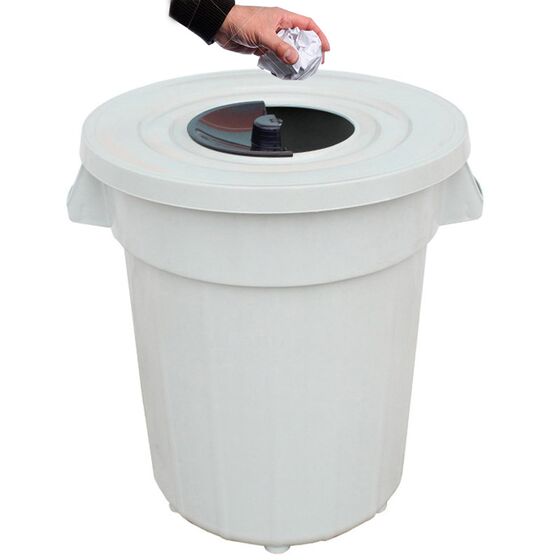 PLANET Κάδος Απορριμάτων 120lt Ø56x67cm Επαγγελματικός Πλαστικός με Καπάκι + Ημικυκλική Θυρίδα Απορριμάτων 3.75kg Γκρι