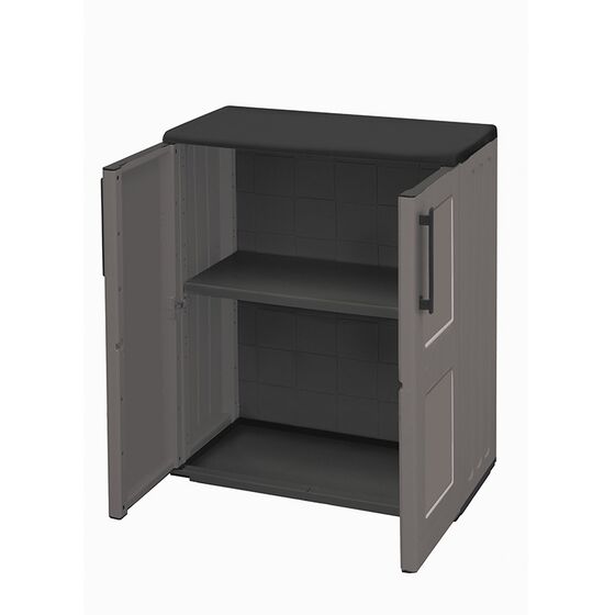 ARTPLAST Ιταλίας Πλαστική Ντουλάπα 68x37x84cm 9kg με Μεταλλικούς STRONG Μεντεσέδες 2 Αποθηκευτικοί Χώροι Γκρι Σκούρο