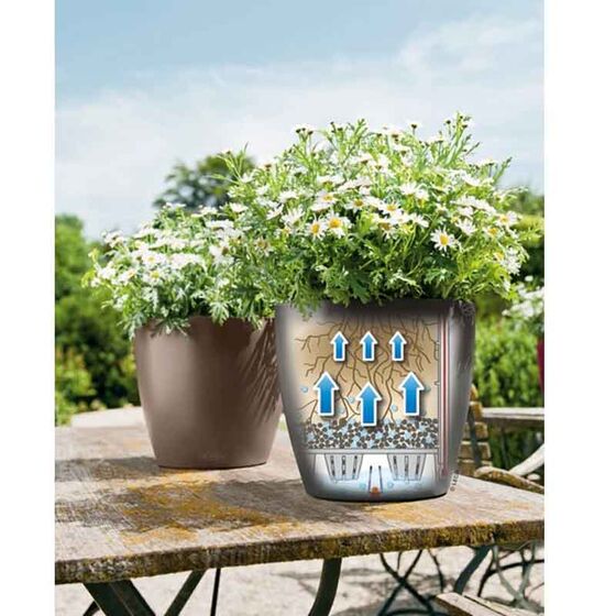 LECHUZA Classico 28 Επιτραπέζια Γλάστρα Ø27.5x26cm Αυτοποτιζόμενη Καφέ Γερμανίας