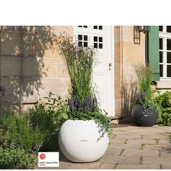LECHUZA Puro 50 Επιδαπέδια Γλάστρα Ø49x41.5cm Σφαιρική Αυτοποτιζόμενη με Δοχείο Φύτευσης 13lt Λευκή Γερμανίας RedDot Award 2014