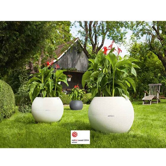 LECHUZA Puro 50 Επιδαπέδια Γλάστρα Ø49x41.5cm Σφαιρική Αυτοποτιζόμενη με Δοχείο Φύτευσης 13lt Λευκή Γερμανίας RedDot Award 2014