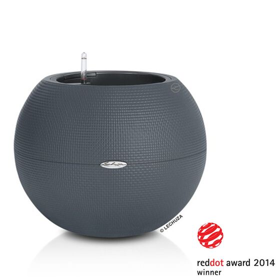 LECHUZA Puro 50 Επιδαπέδια Γλάστρα Ø49x41.5cm Σφαιρική Αυτοποτιζόμενη με Δοχείο Φύτευσης 13lt Ανθρακί Γερμανίας RedDot Award 2014