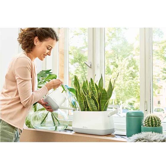 LECHUZA YULA Ζαρντινιέρα-Κασπώ 38x17x18cm Αυτοποτιζόμενη Λευκό-Γκρι Γερμανίας