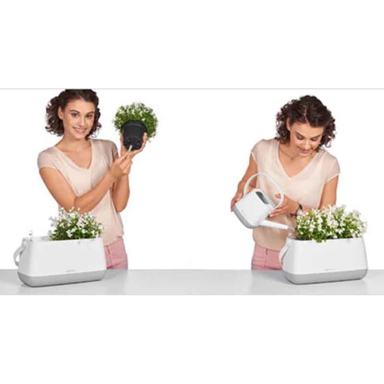 LECHUZA YULA Ζαρντινιέρα-Κασπώ 38x17x18cm Αυτοποτιζόμενη Λευκό-Λαχανί Γερμανίας