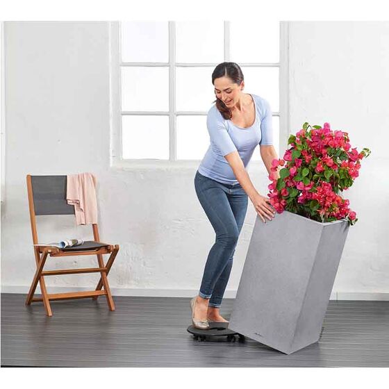 LECHUZA Canto Color Στήλη 40 Επιδαπέδια Γλάστρα 40x40x76cm Αυτοποτιζόμενη με Δοχείο ΓΚΡΙ Όψη Φυσική Πέτρα Γερμανίας