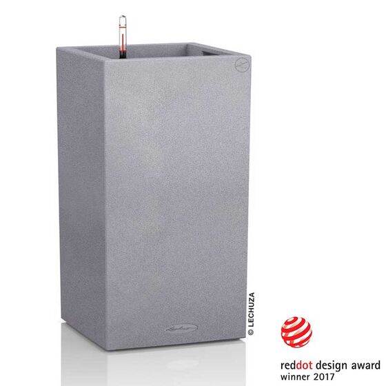 LECHUZA Canto Color Στήλη 40 Επιδαπέδια Γλάστρα 40x40x76cm Αυτοποτιζόμενη με Δοχείο ΓΚΡΙ Όψη Φυσική Πέτρα Γερμανίας
