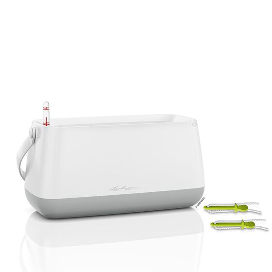 LECHUZA YULA Ζαρντινιέρα-Κασπώ 38x17x18cm Αυτοποτιζόμενη Λευκό-Γκρι Γερμανίας