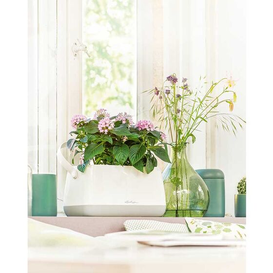 LECHUZA YULA Ζαρντινιέρα-Κασπώ 38x17x18cm Αυτοποτιζόμενη Λευκό-Γκρι Γερμανίας