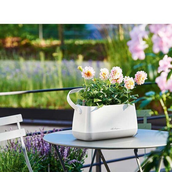 LECHUZA YULA Ζαρντινιέρα-Κασπώ 38x17x18cm Αυτοποτιζόμενη Λευκό-Γκρι Γερμανίας