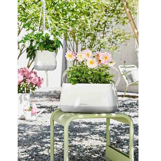 LECHUZA YULA Ζαρντινιέρα-Κασπώ 38x17x18cm Αυτοποτιζόμενη Λευκό-Γκρι Γερμανίας