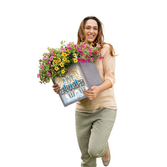 LECHUZA Canto Color 40 Επιδαπέδια Γλάστρα 40x40x40cm Αυτοποτιζόμενη Μαύρο του Γραφίτη Όψη Φυσική Πέτρα Γερμανίας
