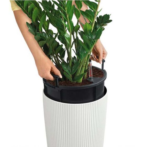 LECHUZA CILINDRO 23 Επιδαπέδια Γλάστρα Ø23x41cm Αυτοποτιζόμενη με Δοχείο Φύτευσης Λευκή Γερμανίας