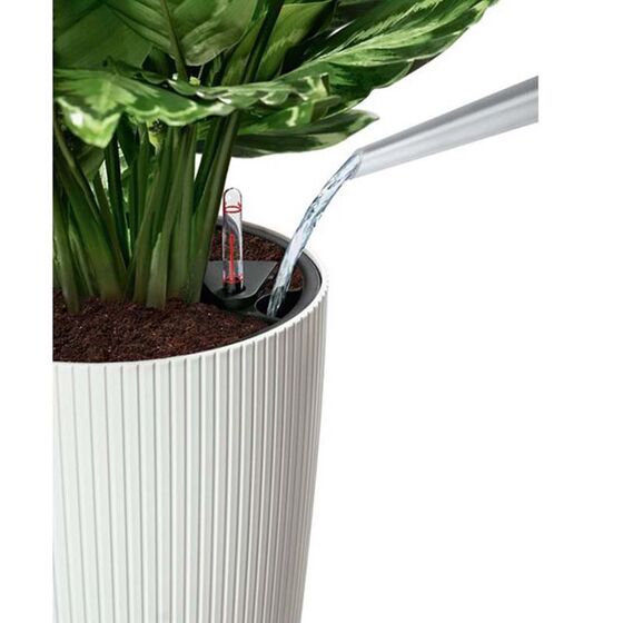 LECHUZA CILINDRO 32 Επιδαπέδια Γλάστρα Ø32x56cm Αυτοποτιζόμενη με Δοχείο Φύτευσης Λευκή Γερμανίας