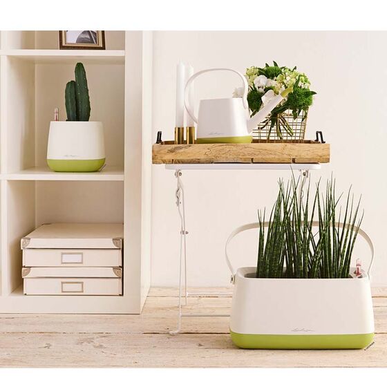 LECHUZA YULA Γλάστρα-Κασπώ 16.5x16.5x15cm Αυτοποτιζόμενη Λευκό-Πράσινο Γερμανίας