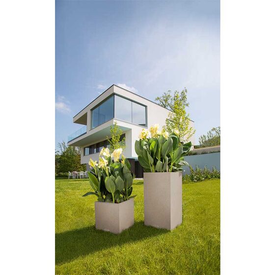 LECHUZA Canto Color 40 Επιδαπέδια Γλάστρα 40x40x40cm Αυτοποτιζόμενη Μπεζ της Άμμου με Όψη ΦΥΣΙΚΗ ΠΕΤΡΑ Γερμανίας