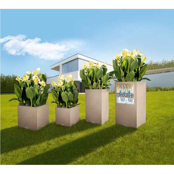 LECHUZA Canto Color Στήλη 40 Επιδαπέδια Γλάστρα 40x40x76cm Αυτοποτιζόμενη με Δοχείο ΜΠΕΖ της ΑΜΜΟΥ Όψη Φυσική Πέτρα Γερμανίας