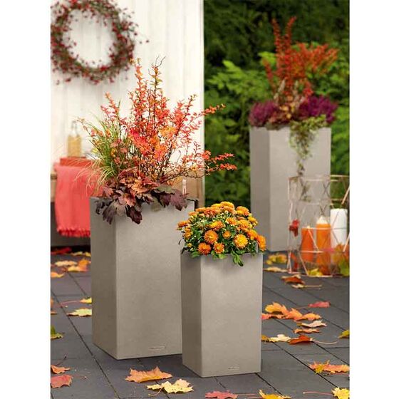 LECHUZA Canto Color Στήλη 40 Επιδαπέδια Γλάστρα 40x40x76cm Αυτοποτιζόμενη με Δοχείο ΜΠΕΖ της ΑΜΜΟΥ Όψη Φυσική Πέτρα Γερμανίας