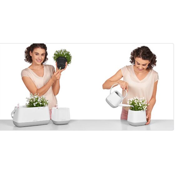 LECHUZA YULA Γλάστρα-Κασπώ 16.5x16.5x15cm Αυτοποτιζόμενη Λευκό-Πράσινο Γερμανίας