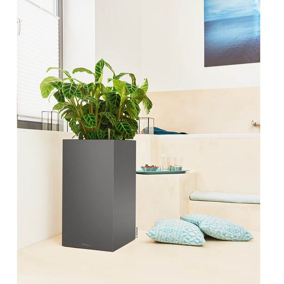 LECHUZA Canto 40 Premium Tower Επιδαπέδια Γλάστρα 40x40x76cm Αυτοποτιζόμενη με Δοχείο Φύτευσης Ανθρακί Γυαλιστερή Γερμανίας Reddot Award Winner 2017