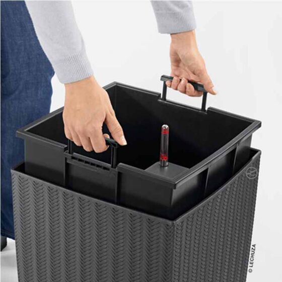 LECHUZA Cube Cottage 40 Επιδαπέδια Γλάστρα 39x39x40cm Αυτοποτιζόμενη με Δοχείο Φύτευσης Λευκή Γερμανίας