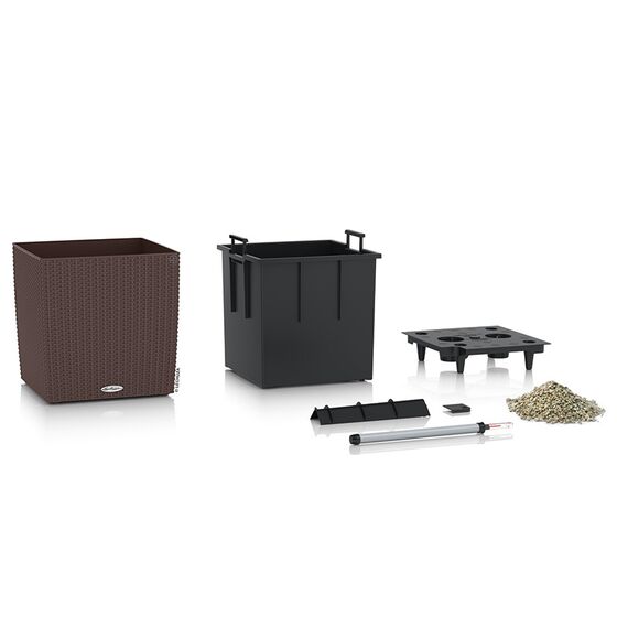LECHUZA Cube Cottage 50 Επιδαπέδια Γλάστρα 49x49x49.5cm Αυτοποτιζόμενη με Δοχείο Φύτευσης Μόκα Γερμανίας