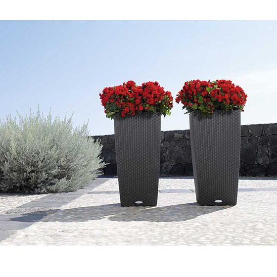LECHUZA Cubico Cottage 30 Επιδαπέδια Γλάστρα 29.5x29.5x56.5cm Αυτοποτιζόμενη με Δοχείο Φύτευσης Ανθρακί Γερμανίας