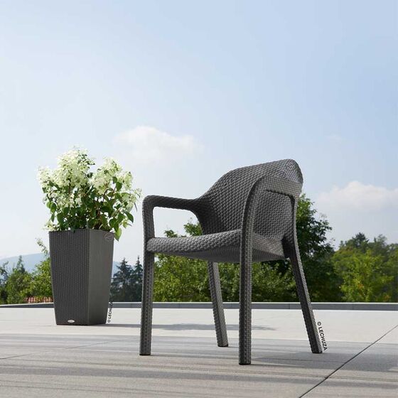 LECHUZA Cubico Cottage 30 Επιδαπέδια Γλάστρα 29.5x29.5x56.5cm Αυτοποτιζόμενη με Δοχείο Φύτευσης Ανθρακί Γερμανίας