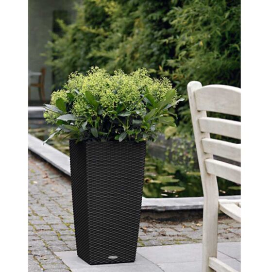 LECHUZA Cubico Cottage 30 Επιδαπέδια Γλάστρα 29.5x29.5x56.5cm Αυτοποτιζόμενη με Δοχείο Φύτευσης Ανθρακί Γερμανίας