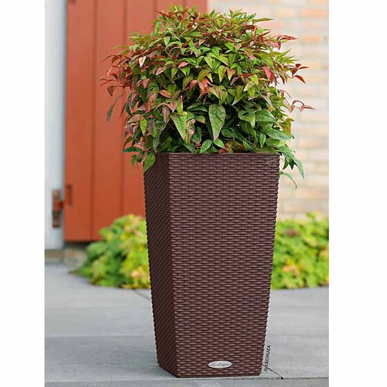 LECHUZA Cubico Cottage 40 Επιδαπέδια Γλάστρα 39.5x39.5x75.5cm Αυτοποτιζόμενη με Δοχείο Φύτευσης Μόκα Γερμανίας