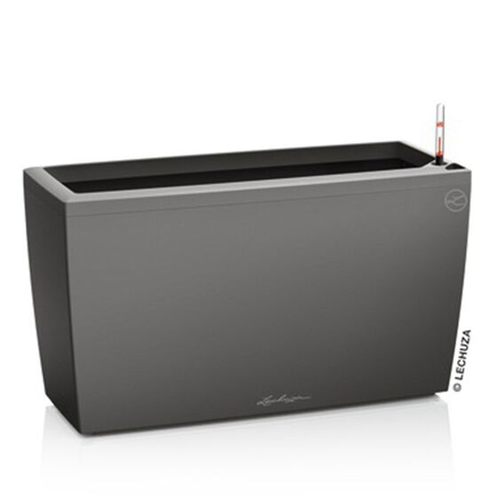LECHUZA CARARO 75 Premium Ζαρντινιέρα Επιδαπέδια 75x30x42.5cm ΑΥΤΟΠΟΤΙΖΟΜΕΝΗ με 2 Ρόδες Ανθρακί Γυαλιστερή Γερμανίας