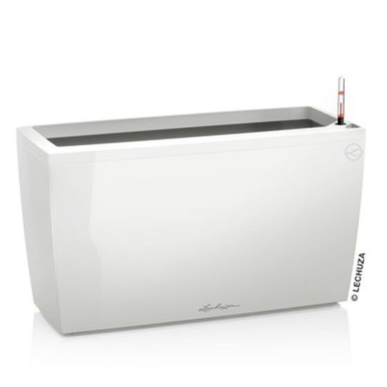 LECHUZA CARARO 75 Premium Ζαρντινιέρα Επιδαπέδια 75x30x42.5cm ΑΥΤΟΠΟΤΙΖΟΜΕΝΗ με 2 Ρόδες Λευκή Γυαλιστερή Γερμανίας
