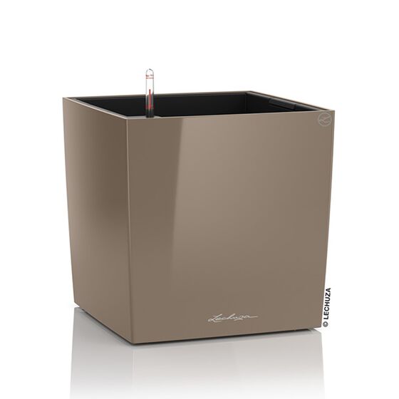 LECHUZA Cube Premium 50 Επιδαπέδια Γλάστρα 49x49x49.5cm Αυτοποτιζόμενη με Δοχείο Φύτευσης Γκρι-Καφέ Γυαλιστερή Γερμάνιας