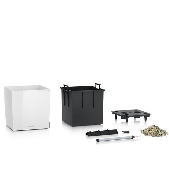 LECHUZA Cube Premium 30 Επιδαπέδια Γλάστρα 29.5x29.5x30cm Αυτοποτιζόμενη με Δοχείο Φύτευσης Λευκή Γυαλιστερή Γερμάνιας