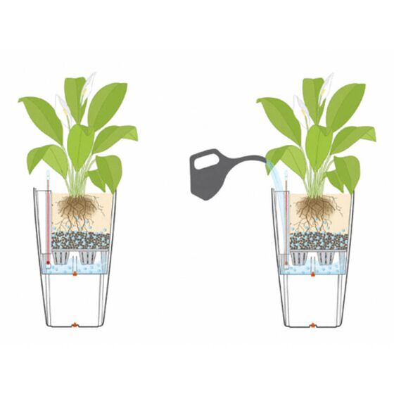 LECHUZA CUBICO 40 Premium Επιδαπέδια Γλάστρα 39.5x39.5x75.5cm Αυτοποτιζόμενη με Δοχείο Φύτευσης Ανθρακί Σατινέ  Γερμανίας