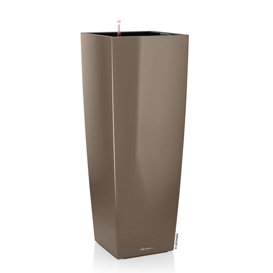 LECHUZA CUBICO ALTO 40 Premium Επιδαπέδια Γλάστρα 39.5x39.5x105cm Αυτοποτιζόμενη με Δοχείο Φύτευσης Γκρι-Καφέ Γυαλιστερή Γερμανίας