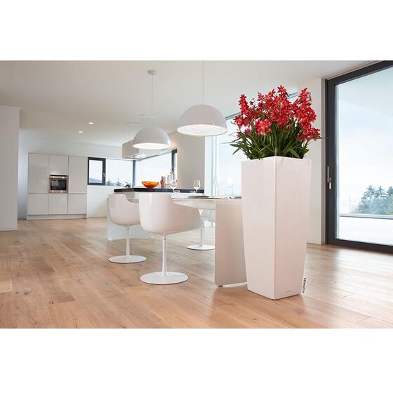 LECHUZA CUBICO ALTO 40 Premium Επιδαπέδια Γλάστρα 39.5x39.5x105cm Αυτοποτιζόμενη με Δοχείο Φύτευσης Λευκή Γυαλιστερή Γερμανίας