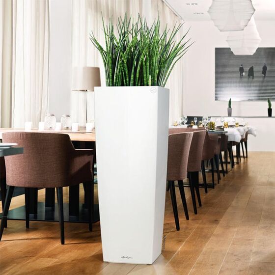 LECHUZA CUBICO ALTO 40 Premium Επιδαπέδια Γλάστρα 39.5x39.5x105cm Αυτοποτιζόμενη με Δοχείο Φύτευσης Λευκή Γυαλιστερή Γερμανίας