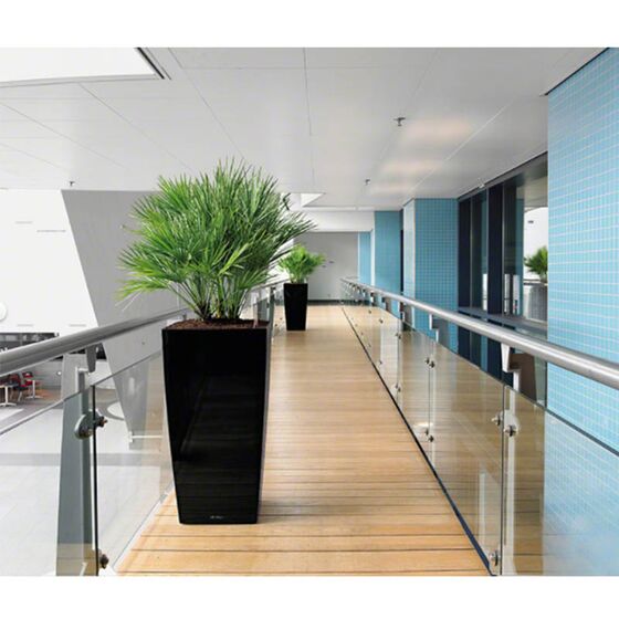 LECHUZA CUBICO 30 Premium Επιδαπέδια Γλάστρα 29.5x29.5x56.5cm Αυτοποτιζόμενη με Δοχείο Φύτευσης Μαύρη Γυαλιστερή Γερμανίας