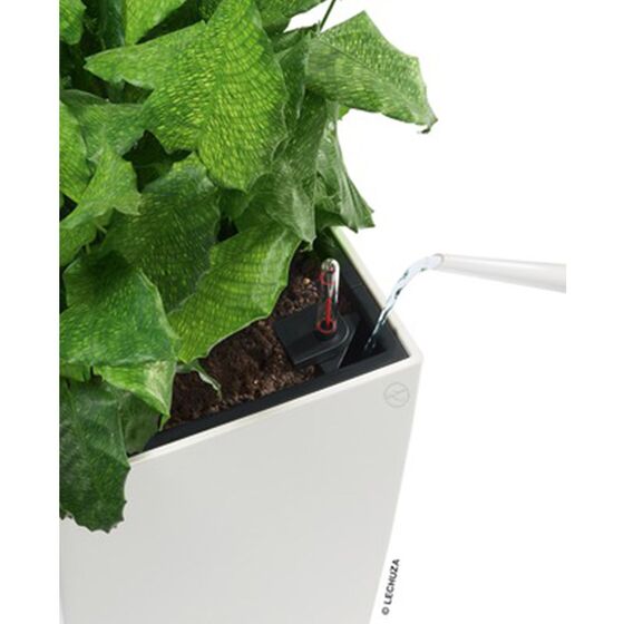 LECHUZA CUBICO 40 Premium Επιδαπέδια Γλάστρα 39.5x39.5x75.5cm Αυτοποτιζόμενη με Δοχείο Φύτευσης Λευκή Γυαλιστερή Γερμανίας