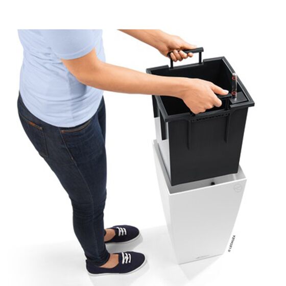 LECHUZA CUBICO 40 Premium Επιδαπέδια Γλάστρα 39.5x39.5x75.5cm Αυτοποτιζόμενη με Δοχείο Φύτευσης Μπορντό Γυαλιστερή Γερμανίας