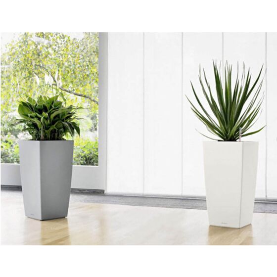 LECHUZA CUBICO 40 Premium Επιδαπέδια Γλάστρα 39.5x39.5x75.5cm Αυτοποτιζόμενη με Δοχείο Φύτευσης Λευκή Γυαλιστερή Γερμανίας