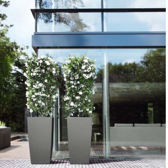LECHUZA CUBICO 50 Premium Επιδαπέδια Γλάστρα 50x50x94cm Αυτοποτιζόμενη με Δοχείο Φύτευσης Ανθρακί Γυαλιστερή Γερμανίας