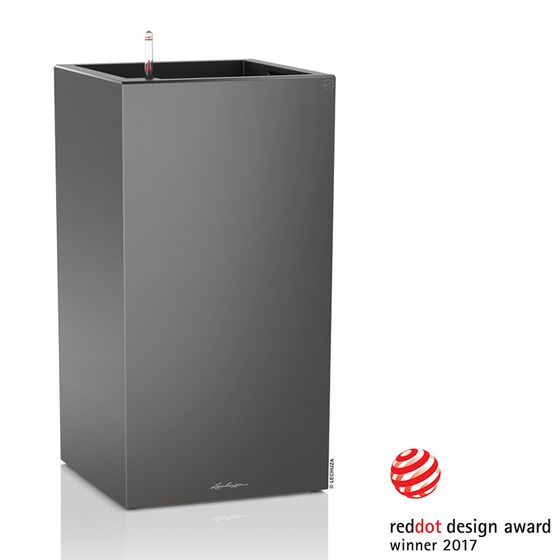 LECHUZA Canto 40 Premium Tower Επιδαπέδια Γλάστρα 40x40x76cm Αυτοποτιζόμενη με Δοχείο Φύτευσης Ανθρακί Γυαλιστερή Γερμανίας Reddot Award Winner 2017