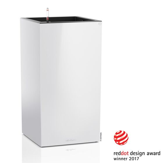 LECHUZA Canto 40 Tower Επιδαπέδια Γλάστρα 40x40x76cm Αυτοποτιζόμενη με Δοχείο Φύτευσης Λευκή Γυαλιστερή Γερμανίας Reddot Award Winner 2017