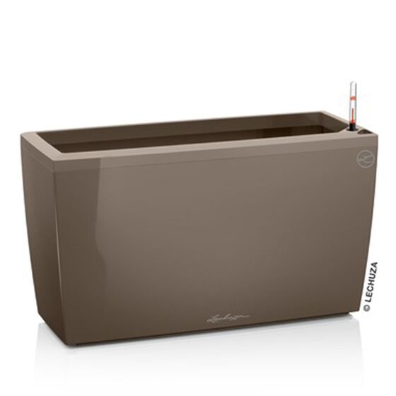 LECHUZA CARARO 75 Premium Ζαρντινιέρα Επιδαπέδια 75x30x42.5cm ΑΥΤΟΠΟΤΙΖΟΜΕΝΗ με 2 Ρόδες Γκρι-Καφέ Γυαλιστερή Γερμανίας