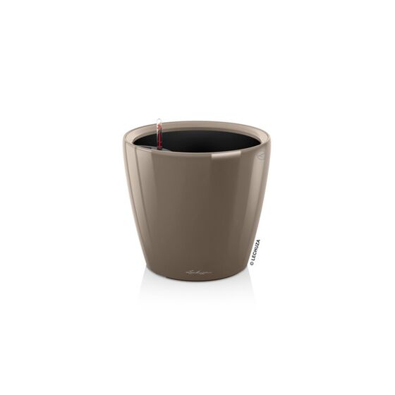 LECHUZA Classico 21 LS Επιτραπέζια Γλάστρα Ø22x20cm Αυτοποτιζόμενη με Δοχείο Φύτευσης Γκρι-Καφέ Γυαλιστερή Γερμανίας