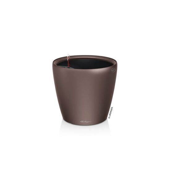 LECHUZA Classico 21 LS Επιτραπέζια Γλάστρα Ø22x20cm Αυτοποτιζόμενη με Δοχείο Φύτευσης Καφέ Espresso Γυαλιστερή Γερμανίας