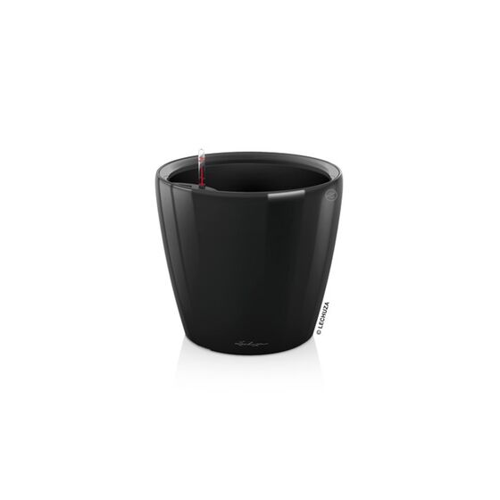 LECHUZA Classico 21 LS Επιτραπέζια Γλάστρα Ø22x20cm Αυτοποτιζόμενη με Δοχείο Φύτευσης Μαύρη Γυαλιστερή Γερμανίας